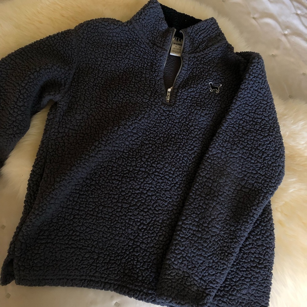 PINK! Boyfriend Sherpa Quarter Zip Jacket